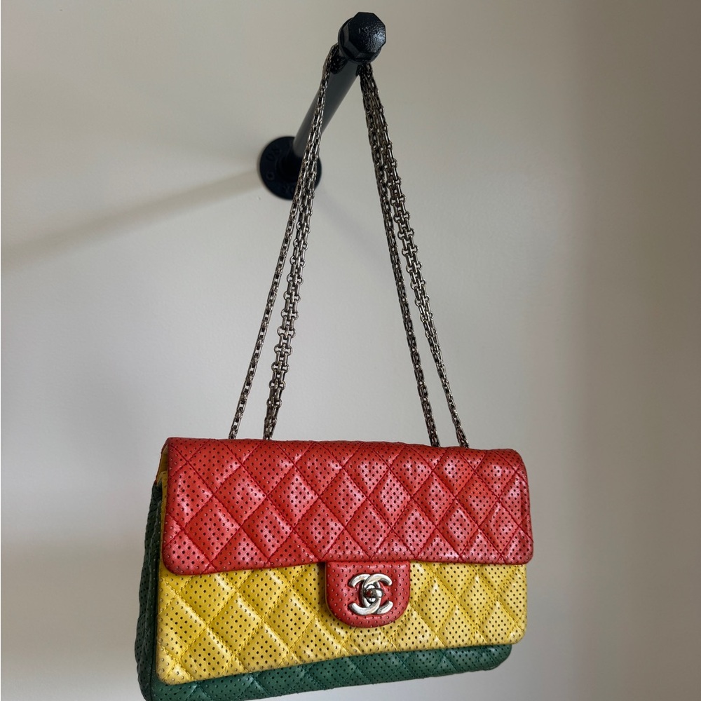 Vintage Chanel TRICOLOR TIMELESS BAG IN PERFORATED LEATHER